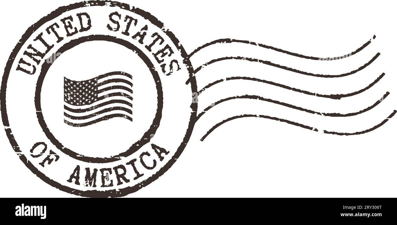 Francobollo nero "United States of America" Illustrazione Vettoriale