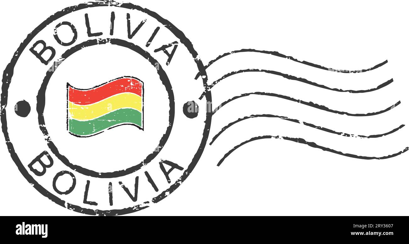 Francobollo postale "Bolivia". Sfondo bianco. Illustrazione Vettoriale