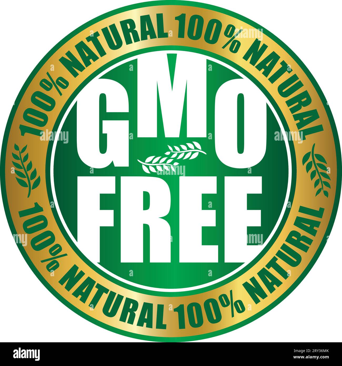 Etichetta verde-dorata SENZA OGM Illustrazione Vettoriale