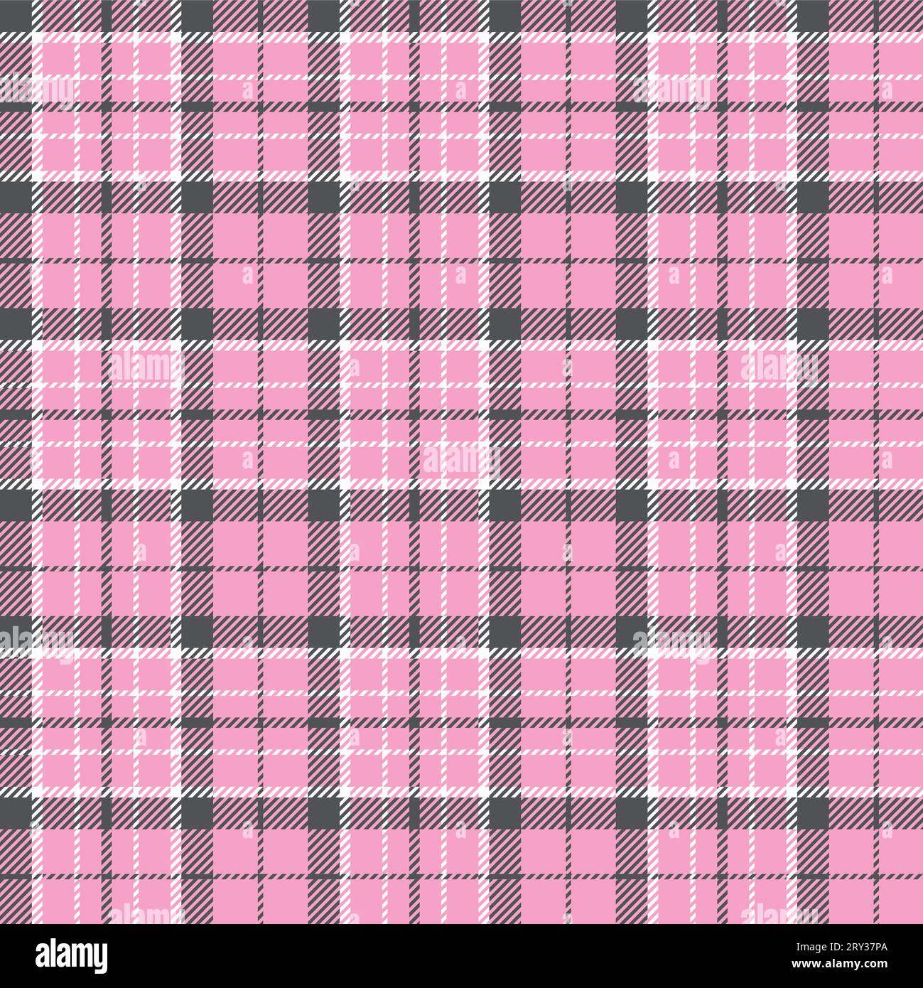 Motivo senza cuciture a quadri (tartan). Tre colori (rosa, nero, bianco). Illustrazione Vettoriale