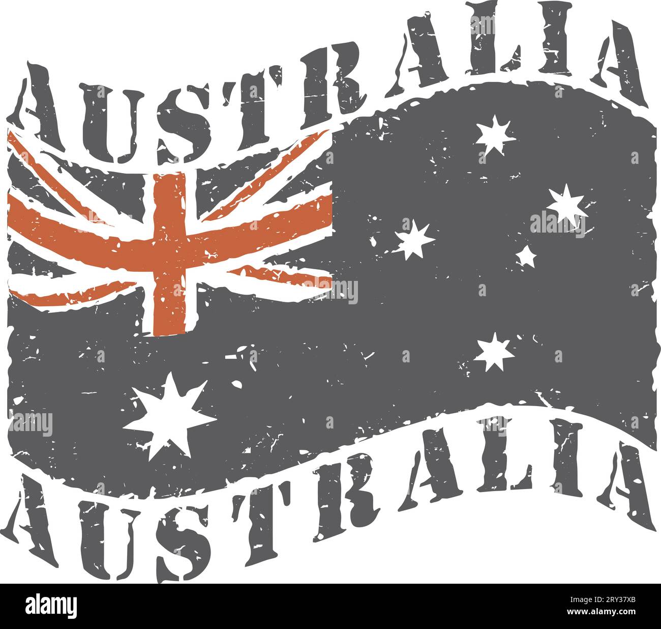Bandiera australiana e didascalia con texture grunge Illustrazione Vettoriale