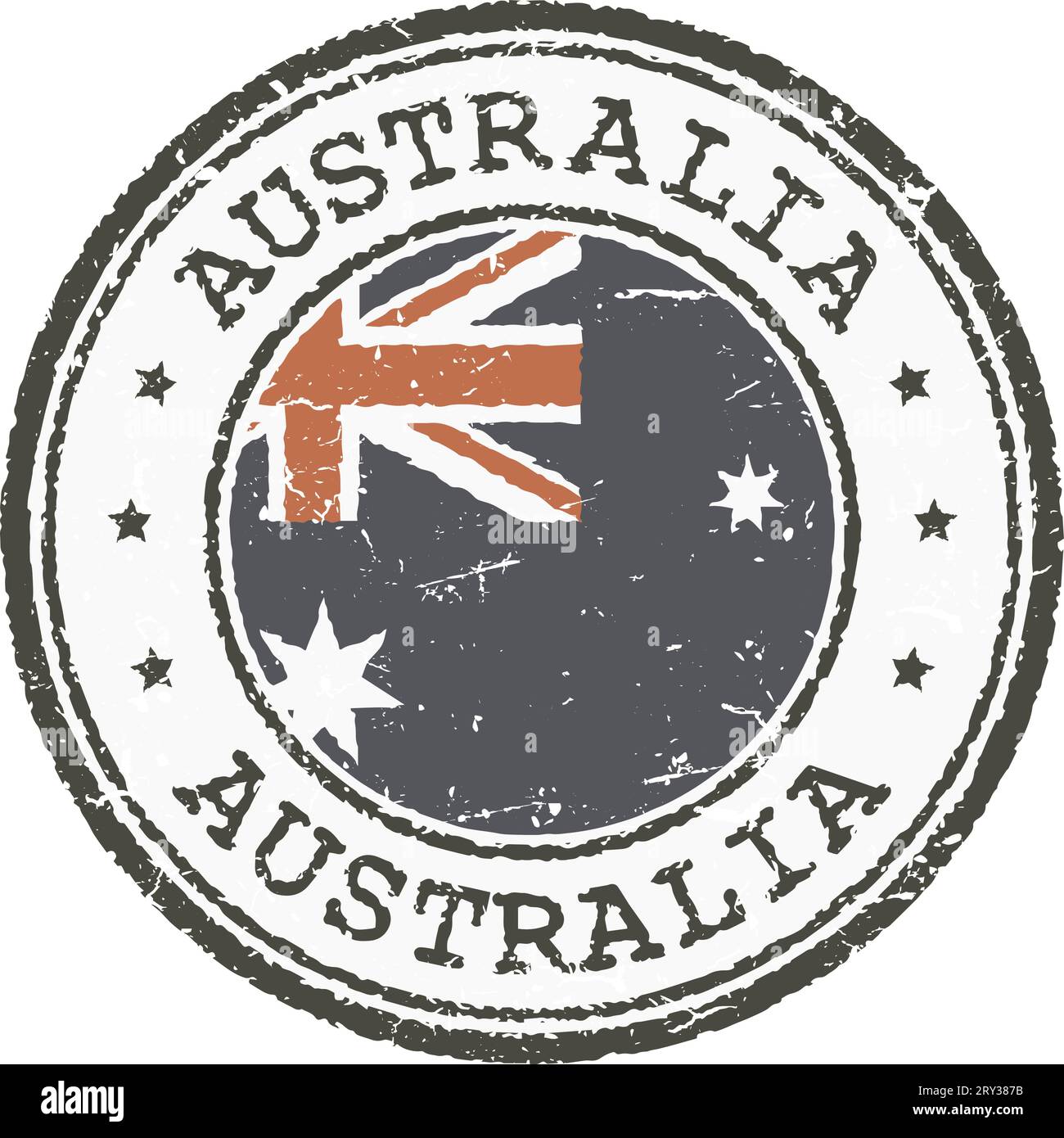 Francobollo grunge - bandiera australiana al centro Illustrazione Vettoriale