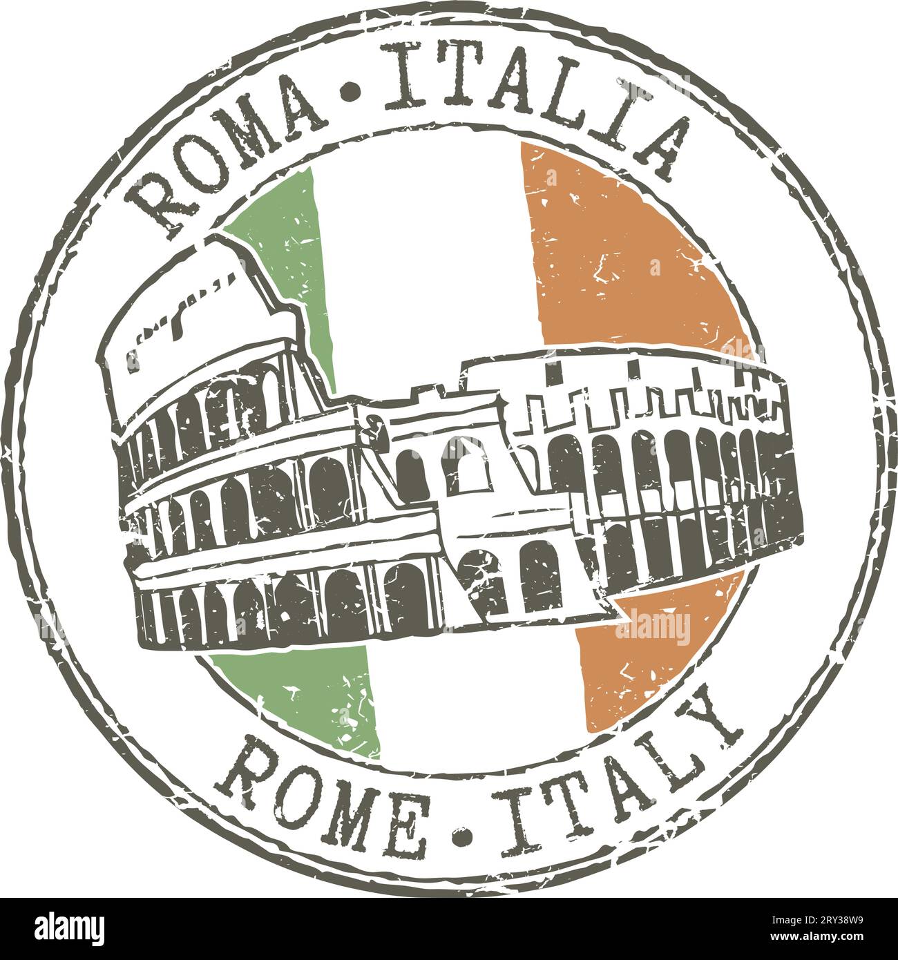 Timbro Ama Roma Passaporto storico Immagini Vettoriali Stock - Alamy
