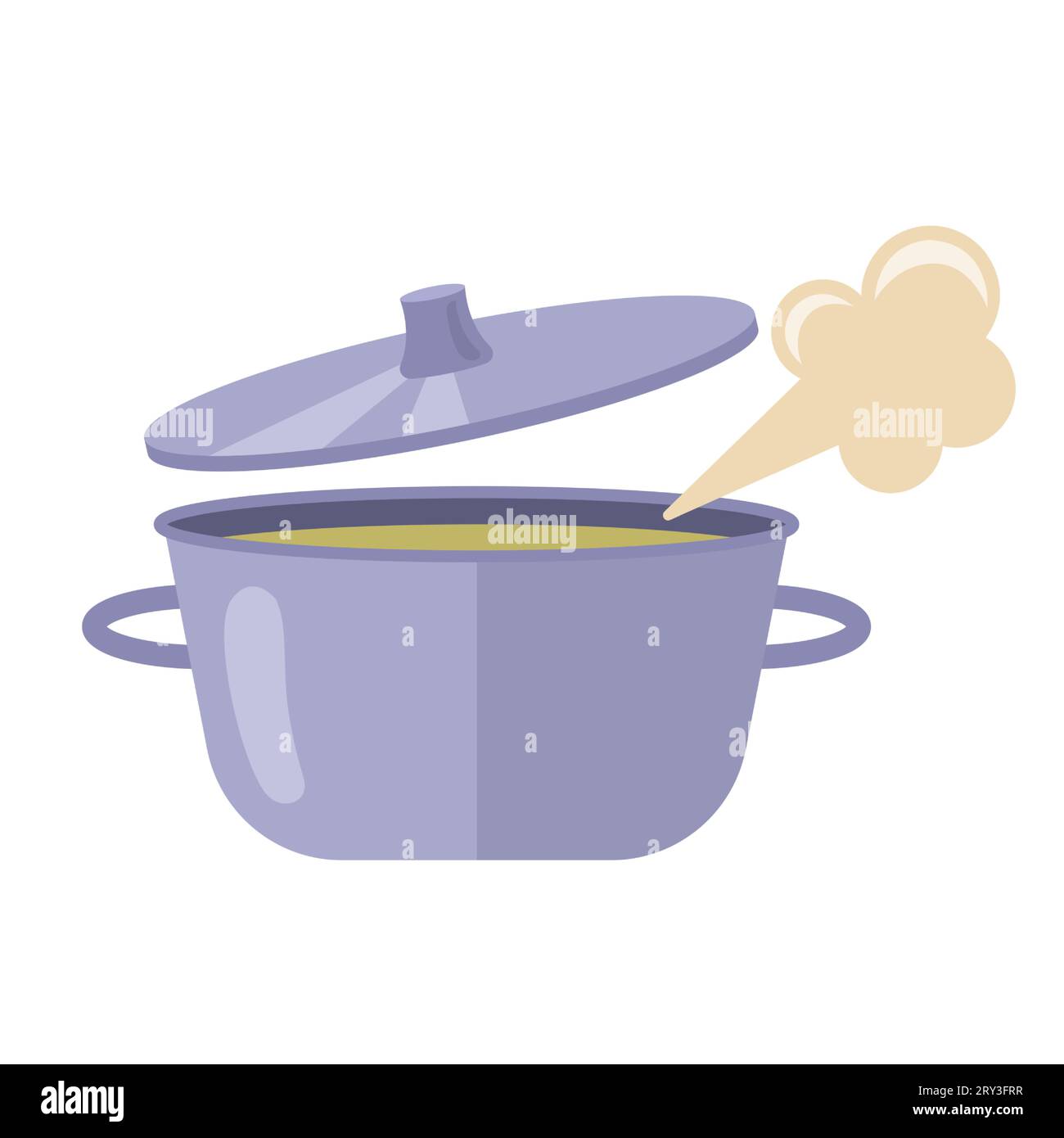 cuocere la zuppa in una pentola. illustrazione del vettore piatto. Illustrazione Vettoriale