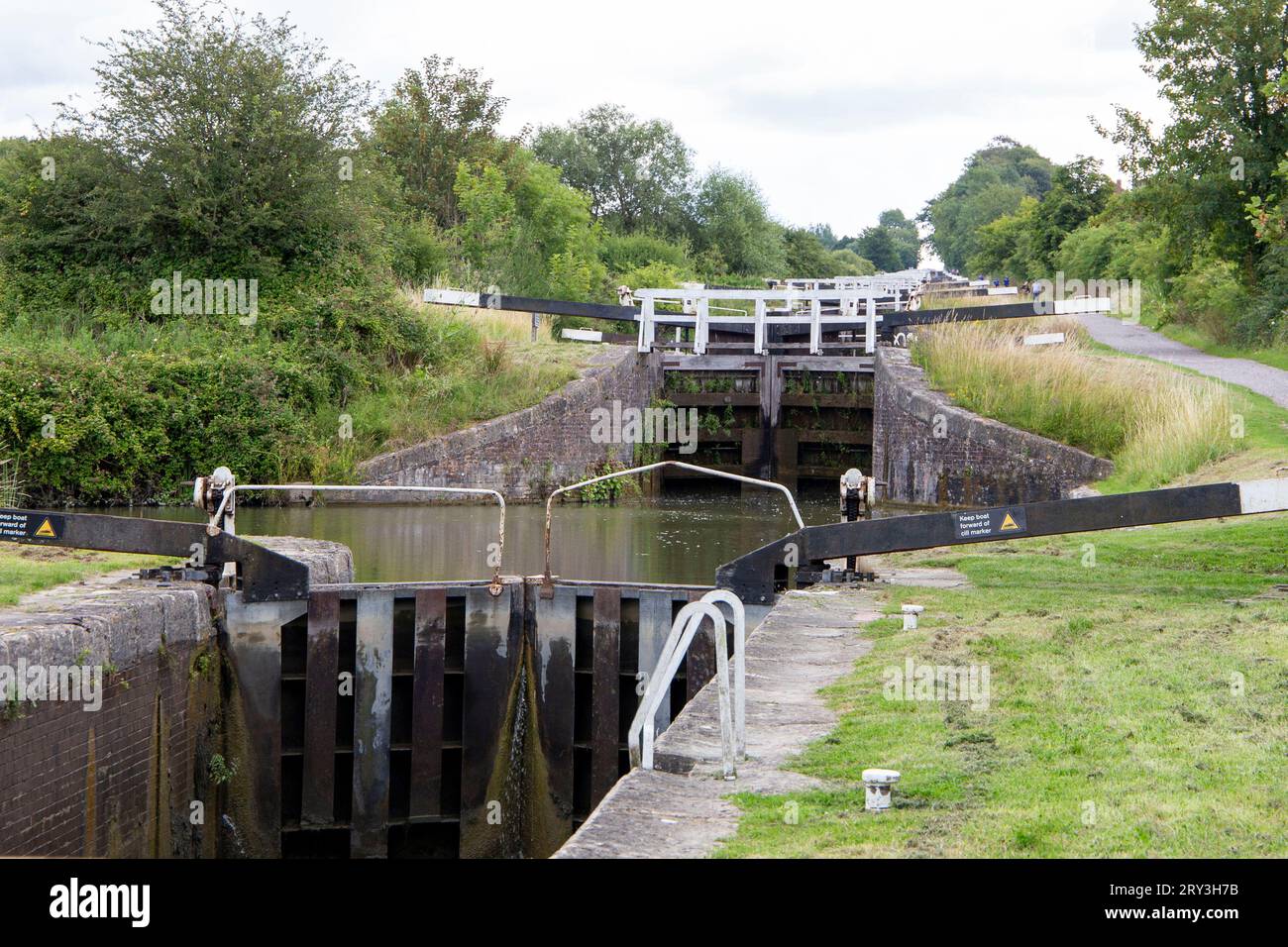 Volo delle chiuse di Caen Hill, Kennet e Avon Canal Devizes Wiltshire, Regno Unito Foto Stock
