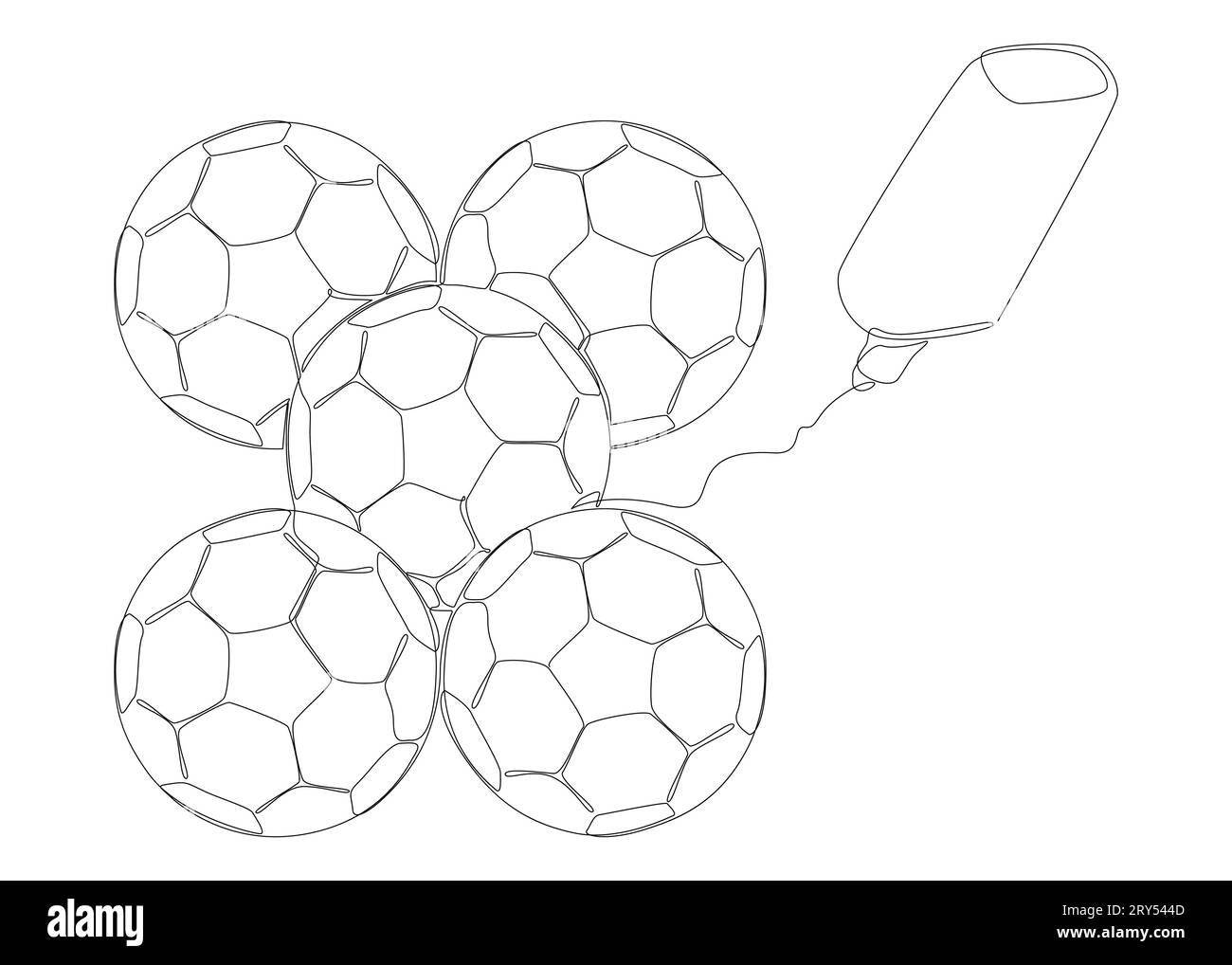 Una linea continua di pallone da calcio disegnata con un pennarello. Concetto vettoriale illustrazione a linee sottili. Idee creative per disegnare contorni. Illustrazione Vettoriale