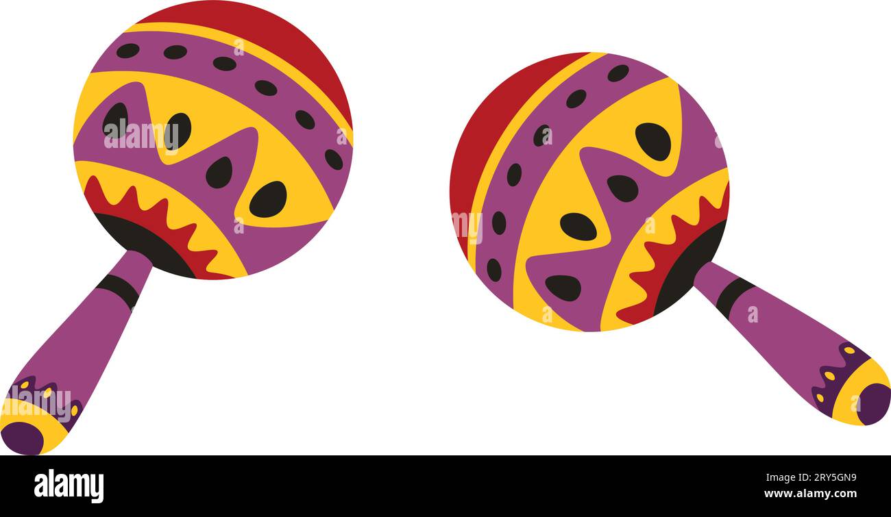 Maracas strumento musicale messicano per suonare Illustrazione Vettoriale