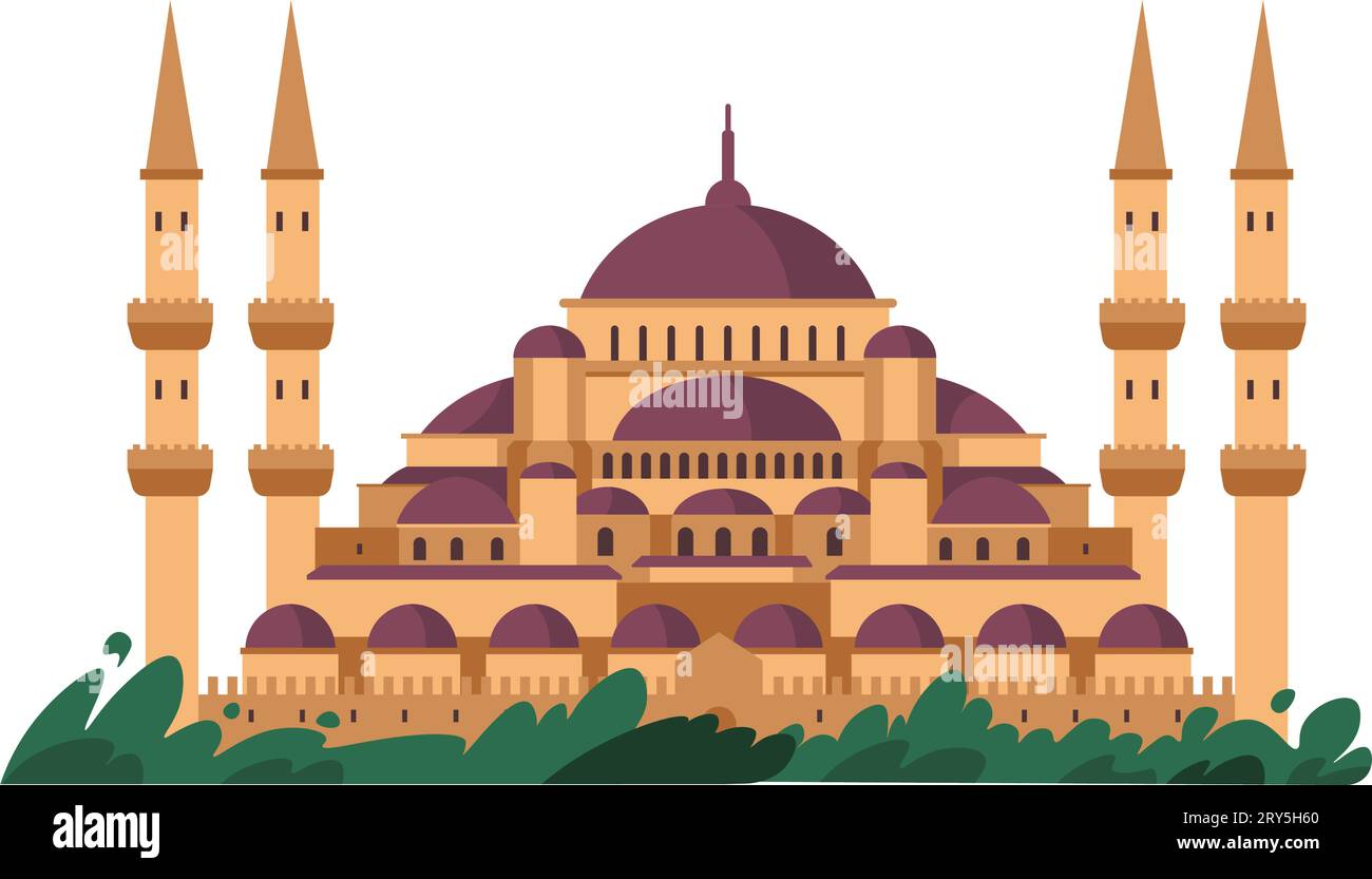Moschea turca a Istanbul, cultura architettonica Illustrazione Vettoriale