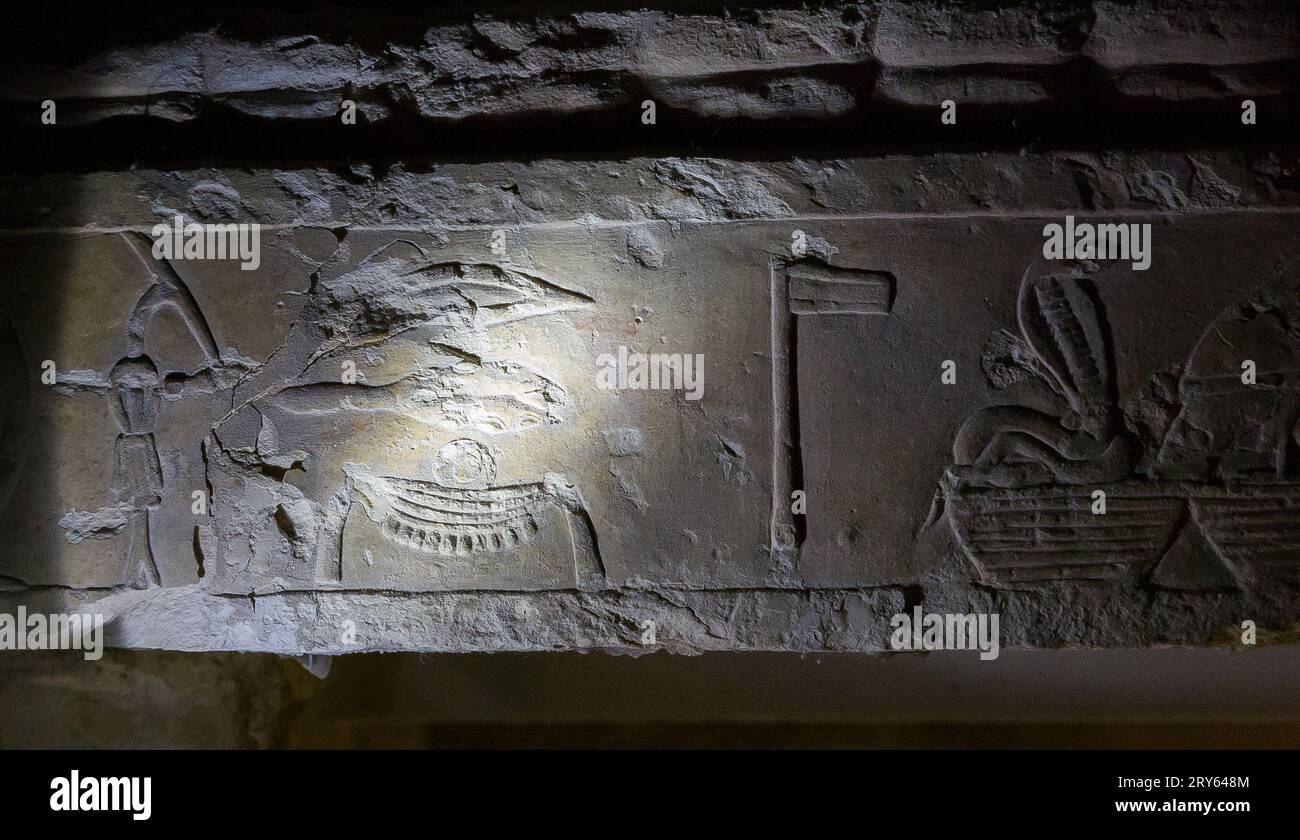 Egitto, Saqqara, piramide di Djoser, Tomba del Nord, titolatura di re Djoser. Foto Stock