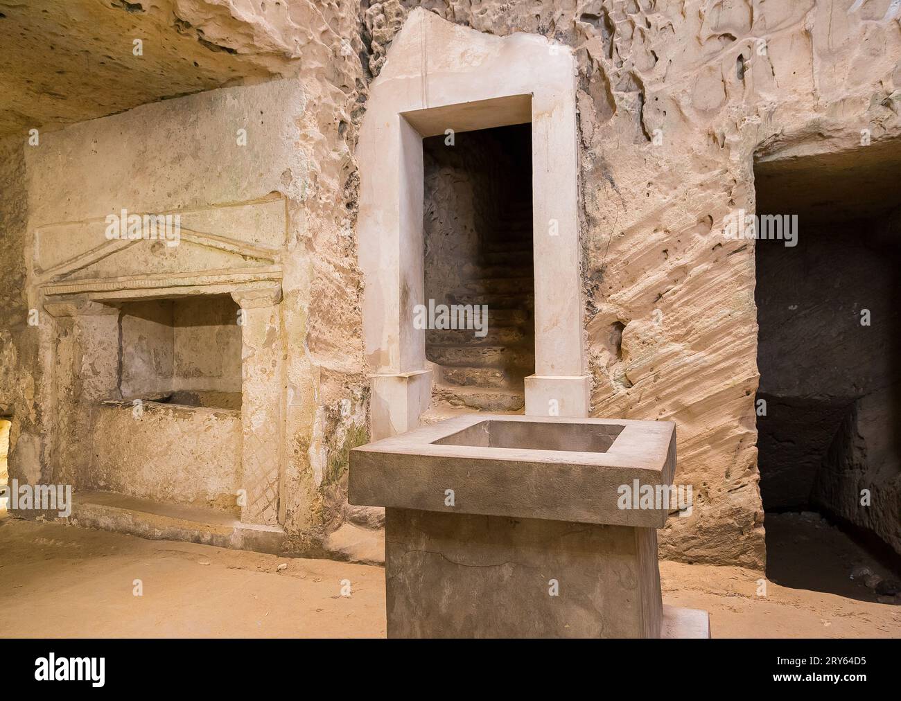 Necropoli di Kom el Shogafa, la cosiddetta tomba di Caracalla. Foto Stock