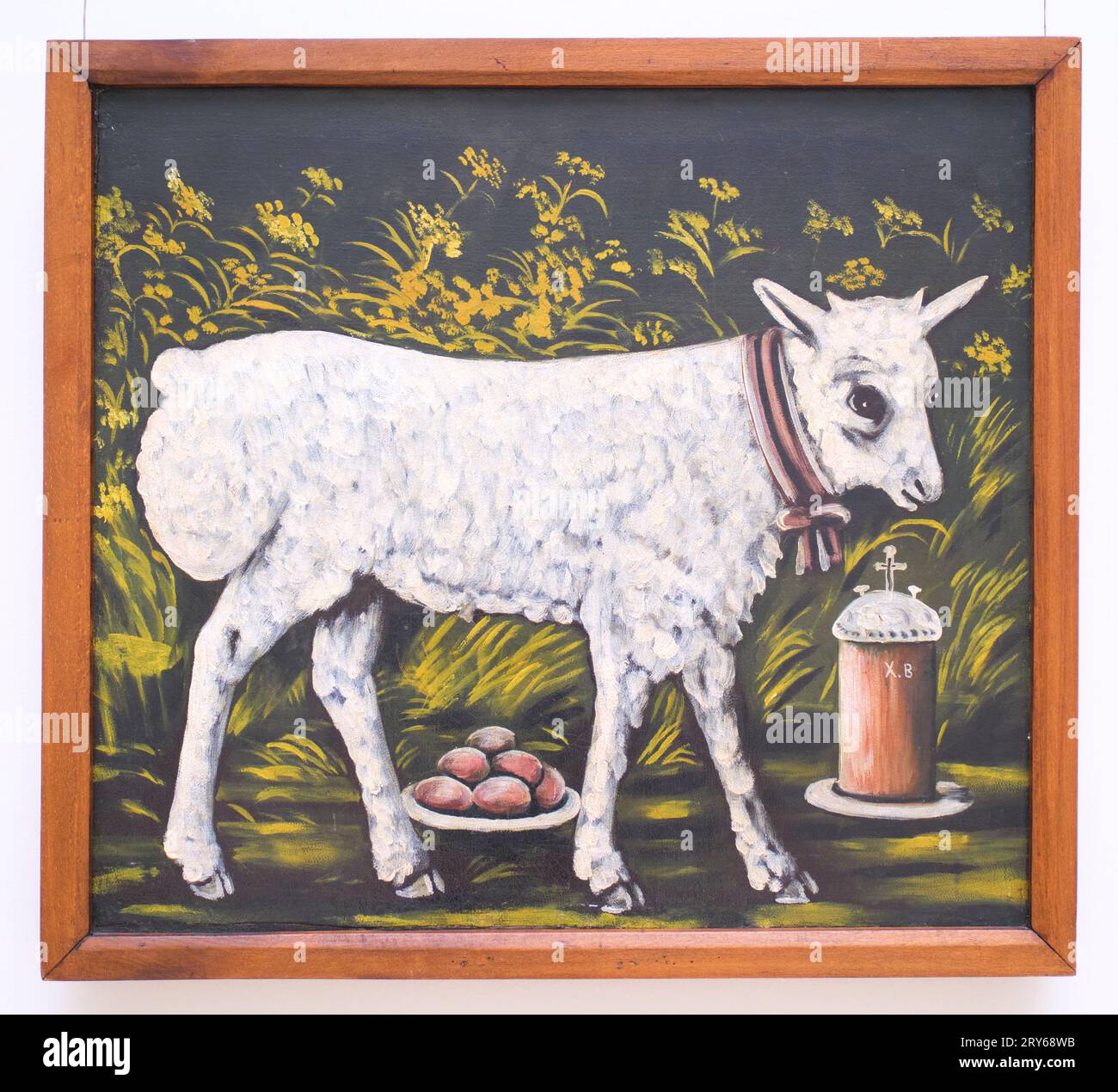 Un classico dipinto iconico dell'artista Niko Pirosmanashvili, intitolato "Agnello orientale". A Tbilisi, Georgia, Europa. Foto Stock