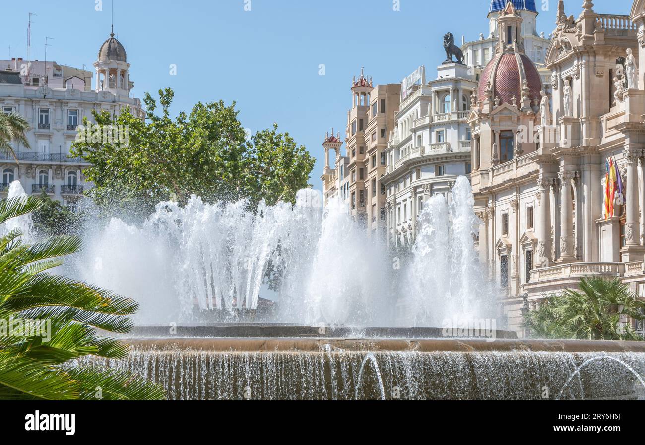 Piazza del Municipio, Valencia, Spagna. Foto Stock