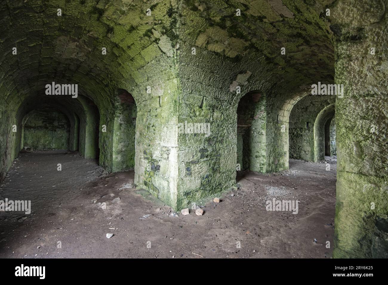 Forni di calce vicino al castello di Lindisfarne, Holy Island Nothumberland Foto Stock