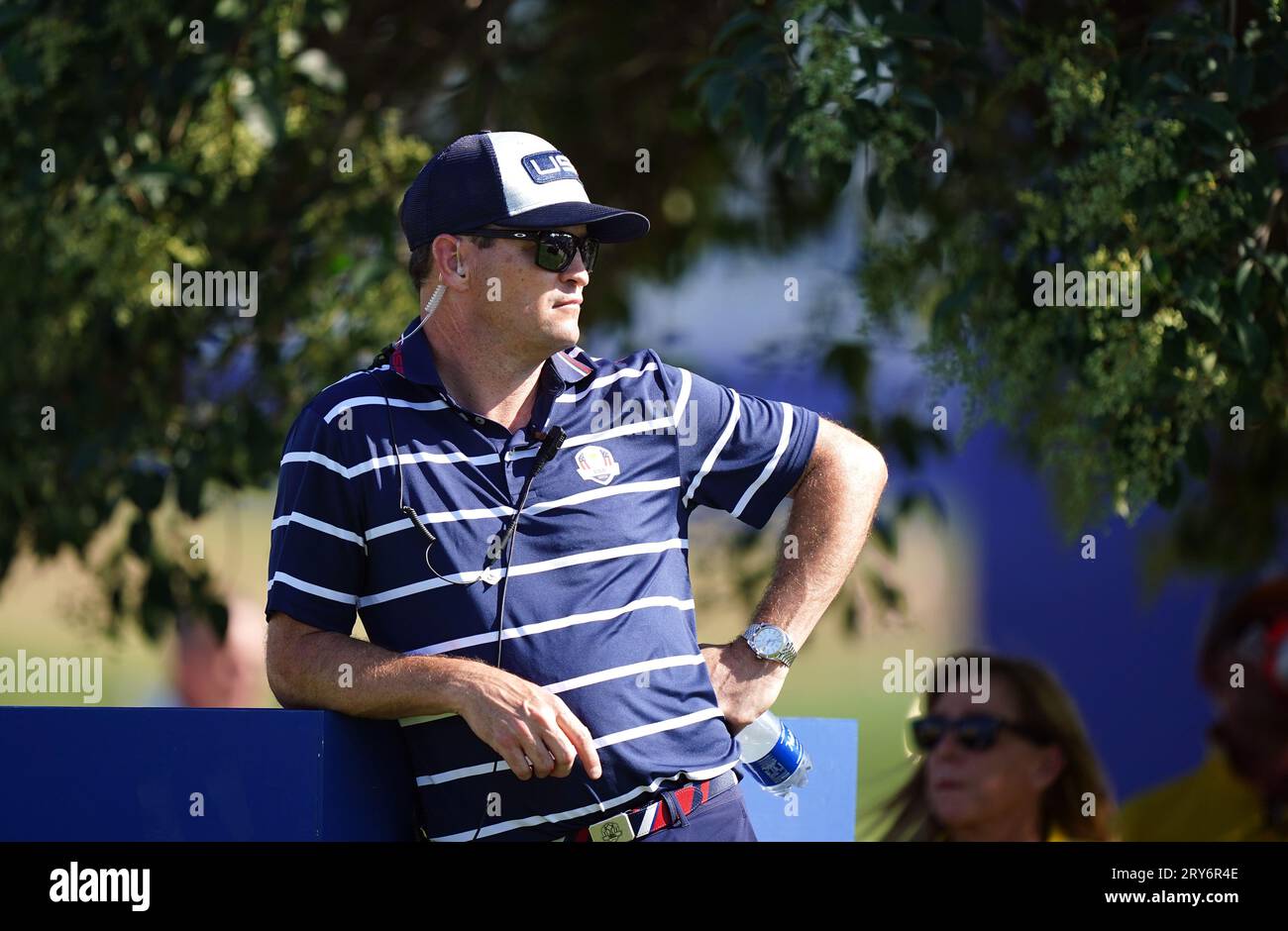 Il Capitano USA Zach Johnson durante le fourballs del primo giorno della 44a Ryder Cup presso il Marco Simone Golf and Country Club di Roma. Data immagine: Venerdì 29 settembre 2023. Foto Stock