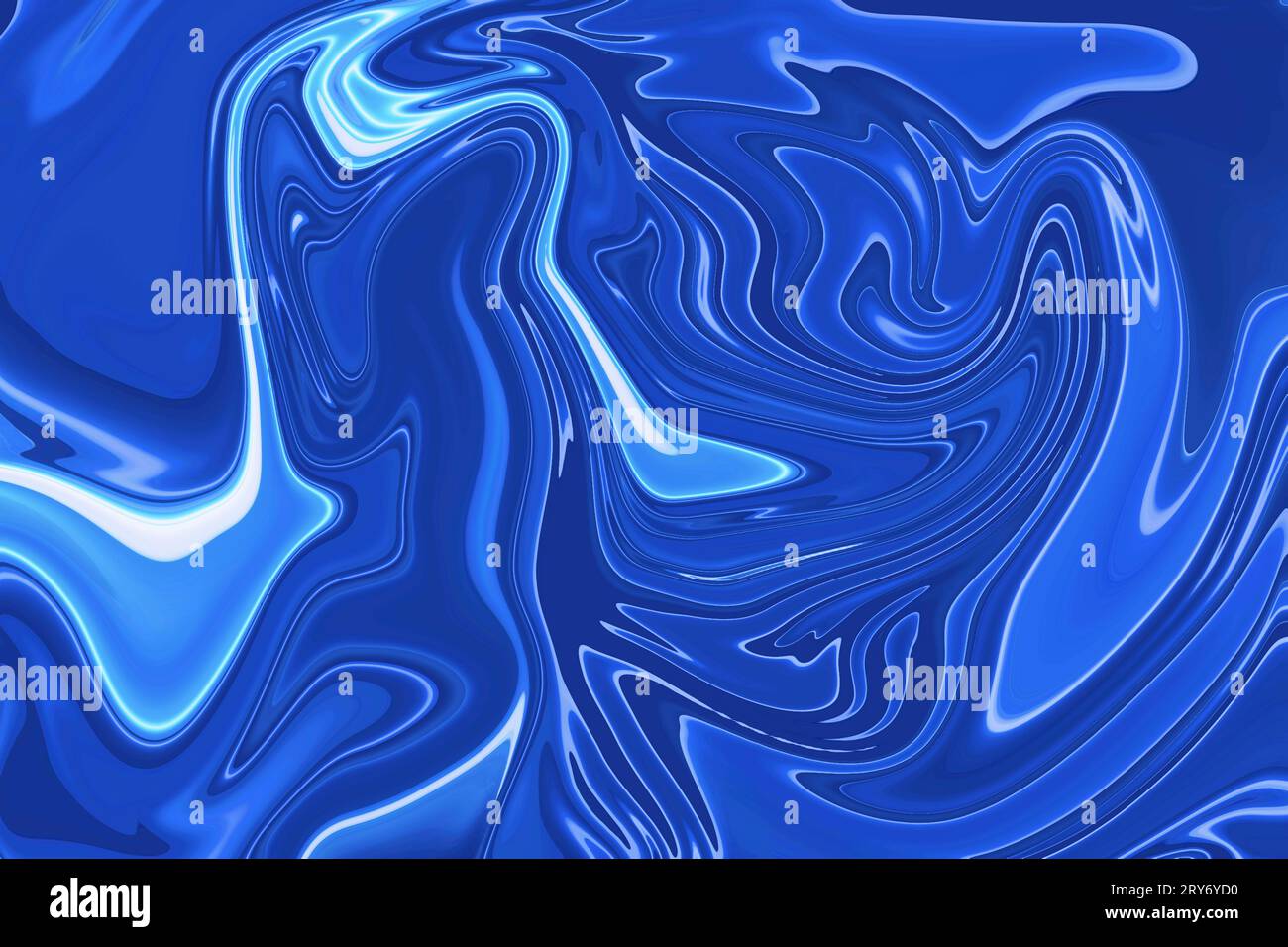 vivace bellezza di colori vorticosi in sfondo astratto pittura acrilica fluida blu liquido nero punti viola illustrazione grafica fluida Foto Stock