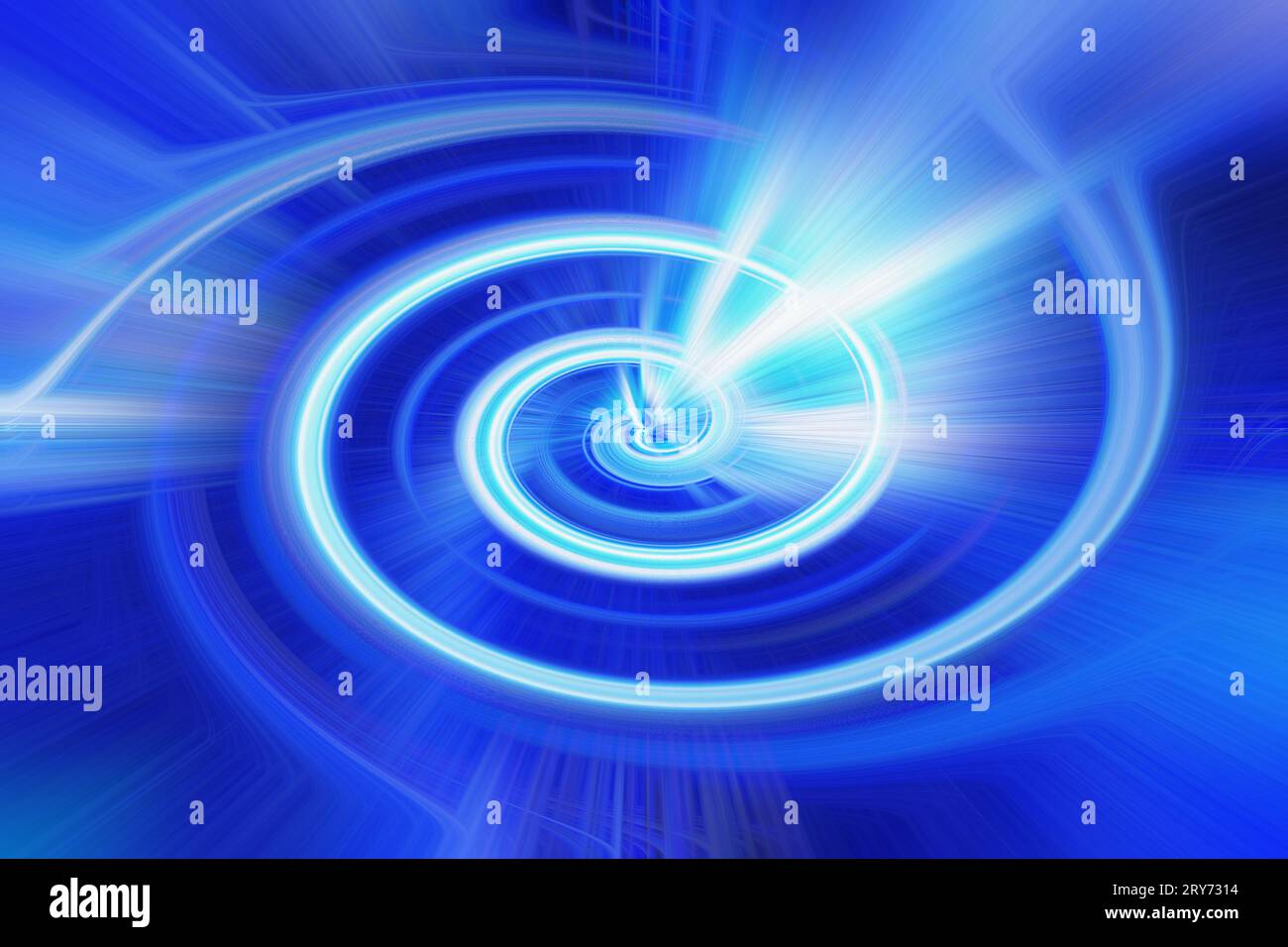 Spirale galattica in sfondo HD blu con vivaci vortici Foto Stock