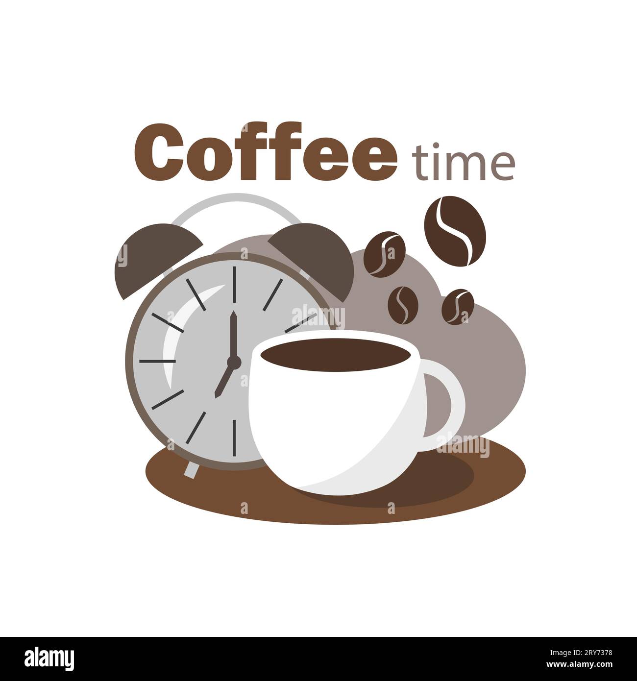 Una tazza di caffè e un orologio. Illustrazione Vettoriale