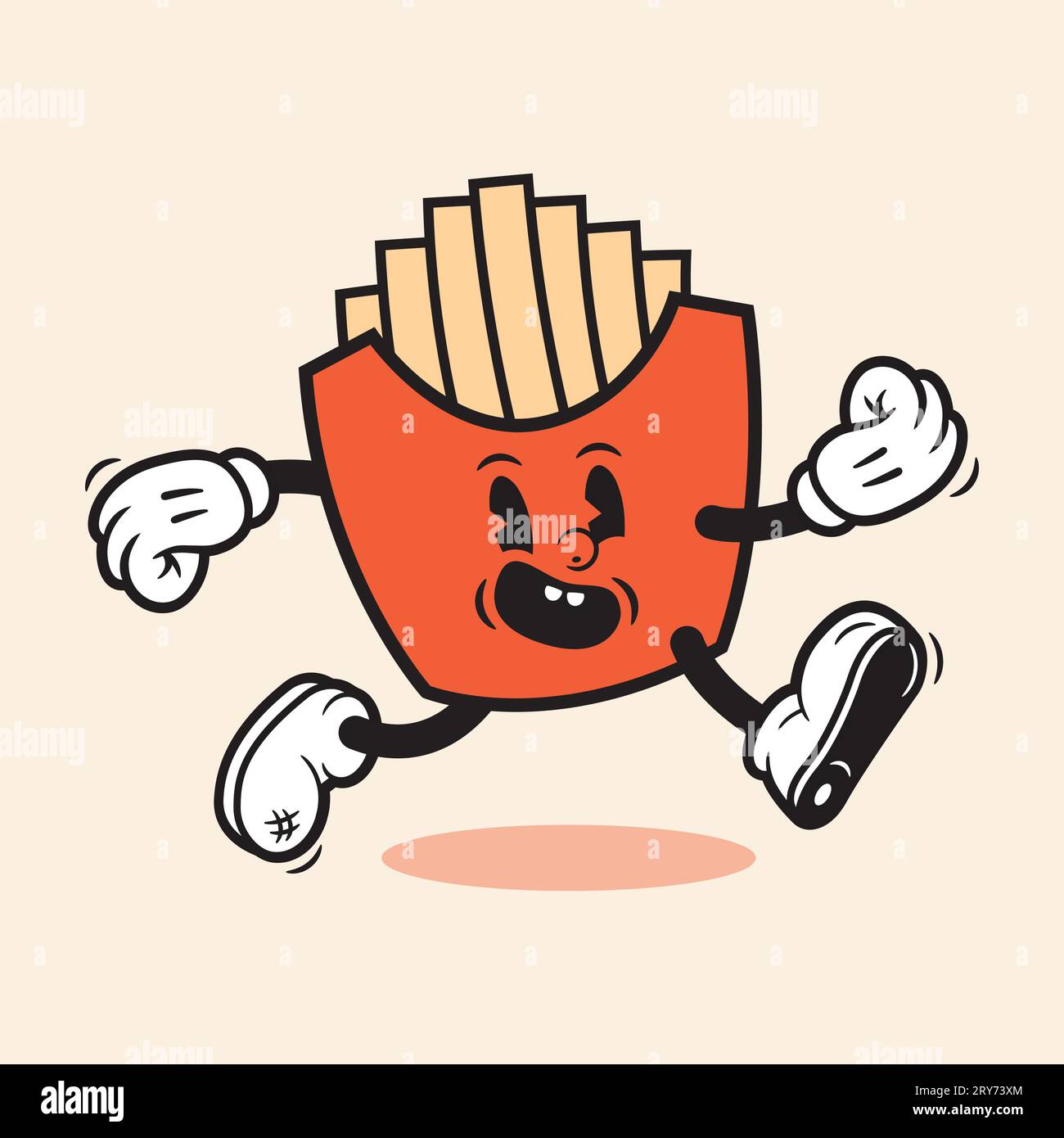 Cartoon French Fries Cartoon Vintage carine French Fries Cartoon Mascotte Design Illustration French Fries Vector Cartoon Character Illustrazione Vettoriale