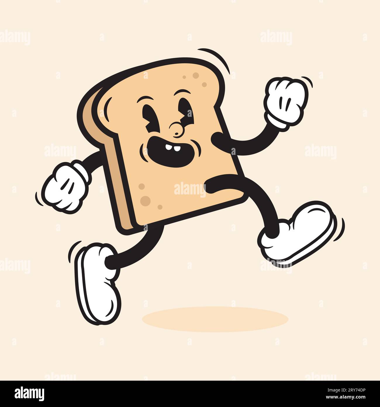 Divertente cartone animato a sandwich, Pane d'epoca, Pane retrò con logo, illustrazione vettoriale, Pane retrò degli anni '60 e '70 Illustrazione Vettoriale