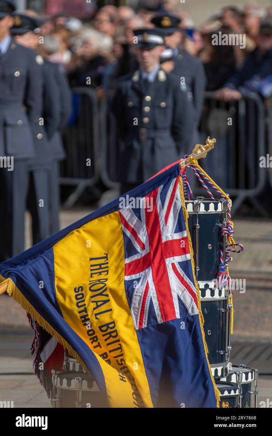 Southport, Merseyside Regno Unito 29 settembre 2023 H..R.H. PRINCESS ROYAL alla Royal British Legion, Armed Forces Charity 100 Years Anniversary Memorial Re-Dedication Event a Southport, Credit MediaWorldImages/AlamyLiveNews Foto Stock