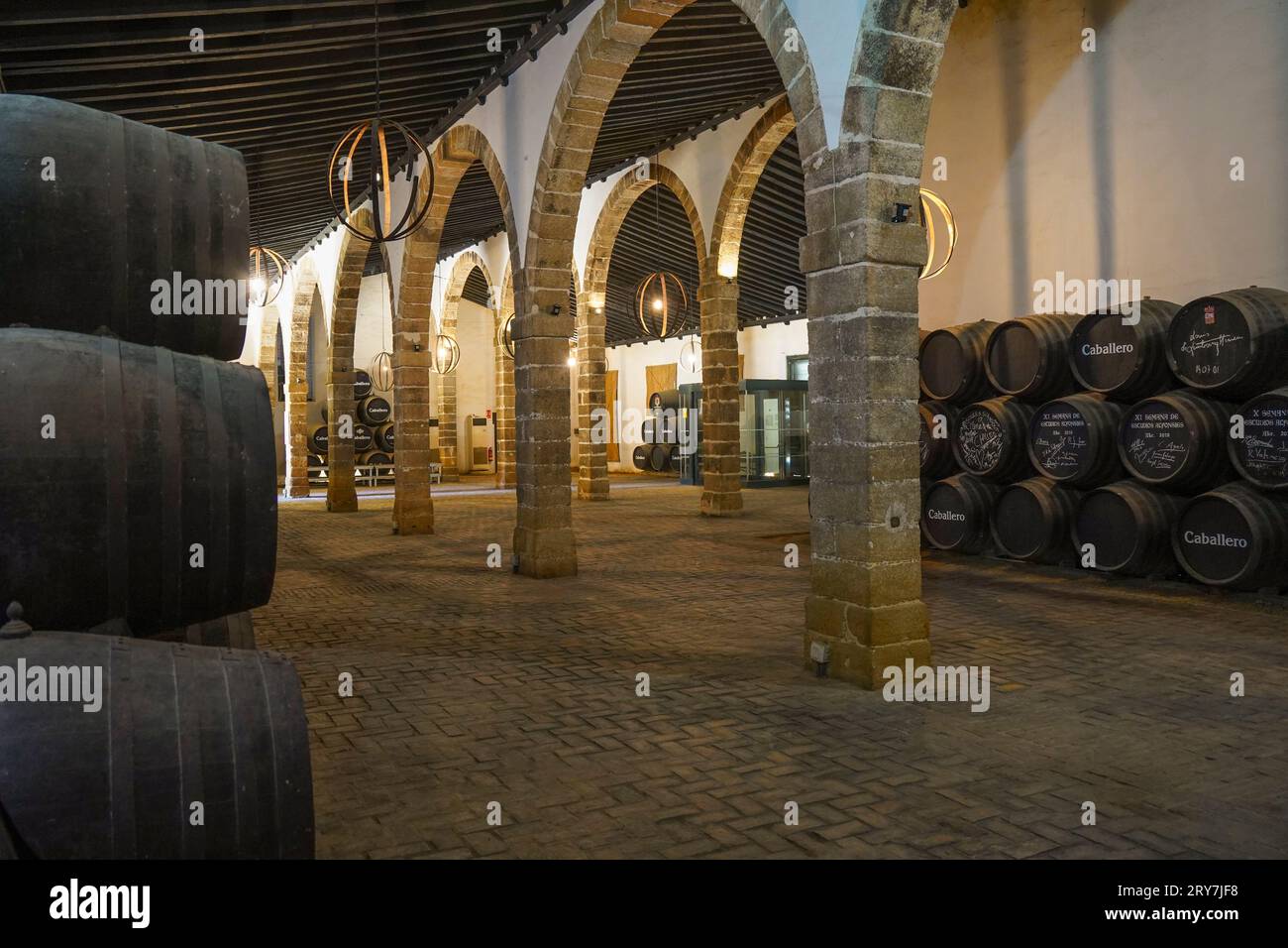 Cantina Bodega Caballero, all'interno del castello di San Marcos, El Puerto de santa María, Cadice, Andalusia, Spagna. Foto Stock