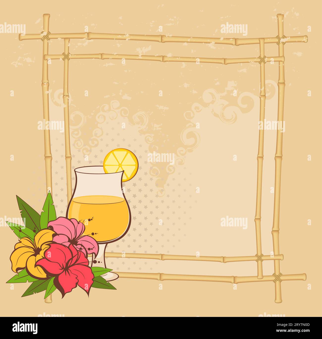 Fiori tropicali e cocktail Foto Stock