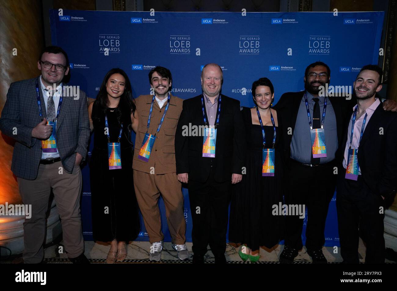 New York, Stati Uniti. 28 settembre 2023. New York, New York. Giovedì 28 settembre 2023. Sam Reynolds, Tracy Wang, Reilly Decker, Nick Baker, Cheyenne Ligon, Nik De durante il 2023 Gerald Loeb Awards ospitati dalla UCLA Anderson School of Business, tenutosi a capitale a New York City, giovedì 28 settembre 2023. Credito fotografico: Jennifer Graylock/Alamy Live News Foto Stock