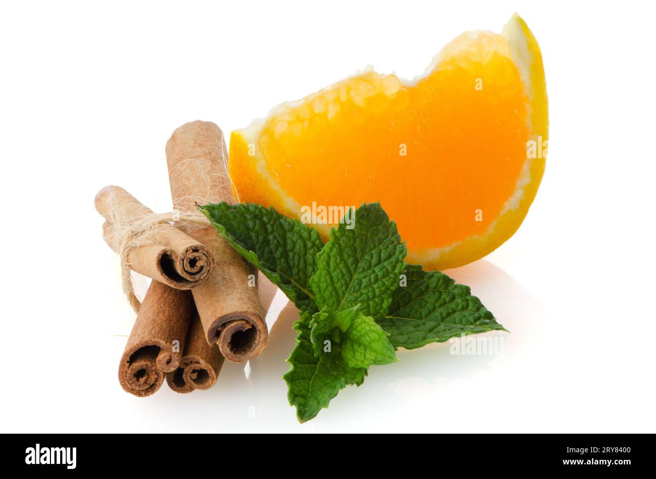 Un segmento di frutta d'arancia Foto Stock