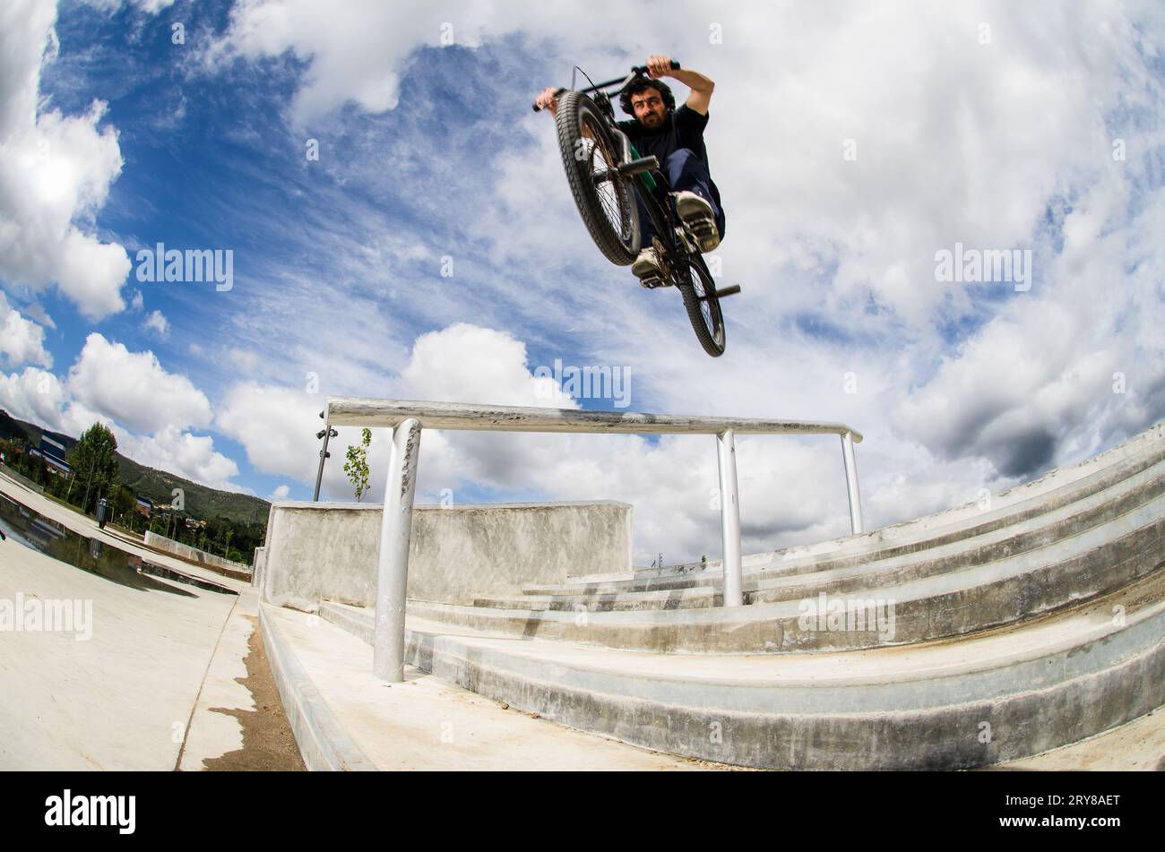 BMX Big Air Jump Foto Stock