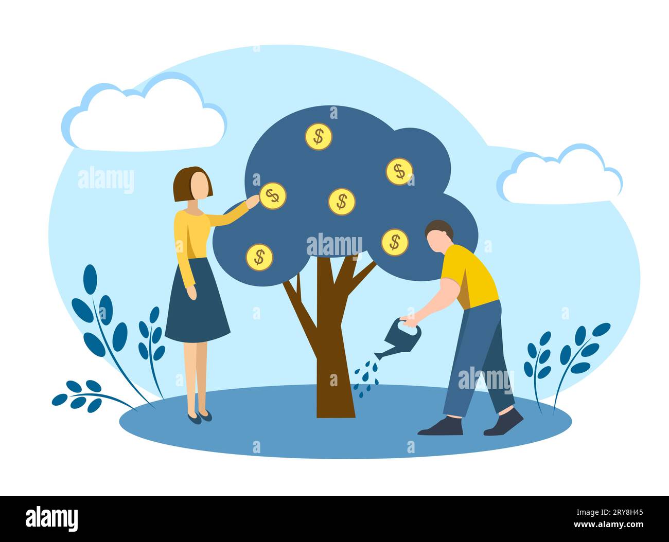 Albero dei soldi. Concetto aziendale Illustrazione Vettoriale