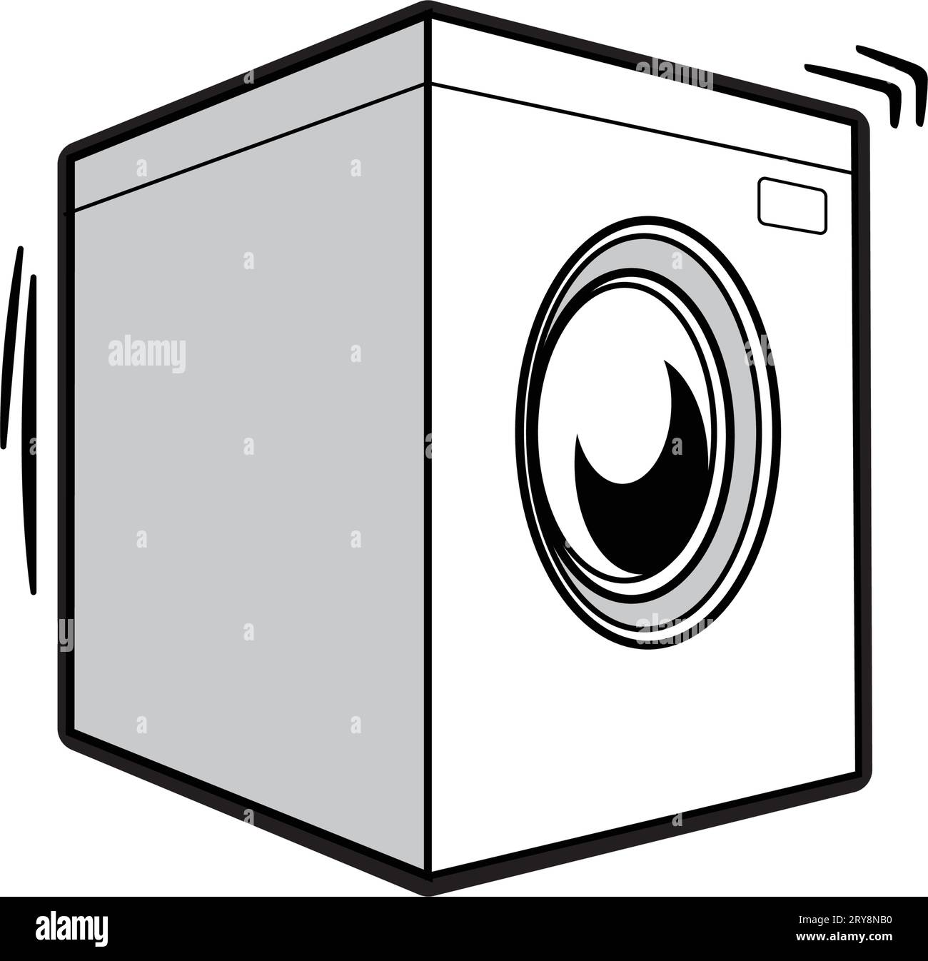 semplice lavatrice per cartoni animati, caricatore frontale vettoriale isolato su sfondo bianco Illustrazione Vettoriale