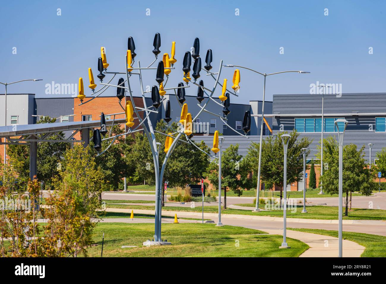 Kansas, 17 settembre 2023 - Vista soleggiata del campus della Wichita State University Foto Stock