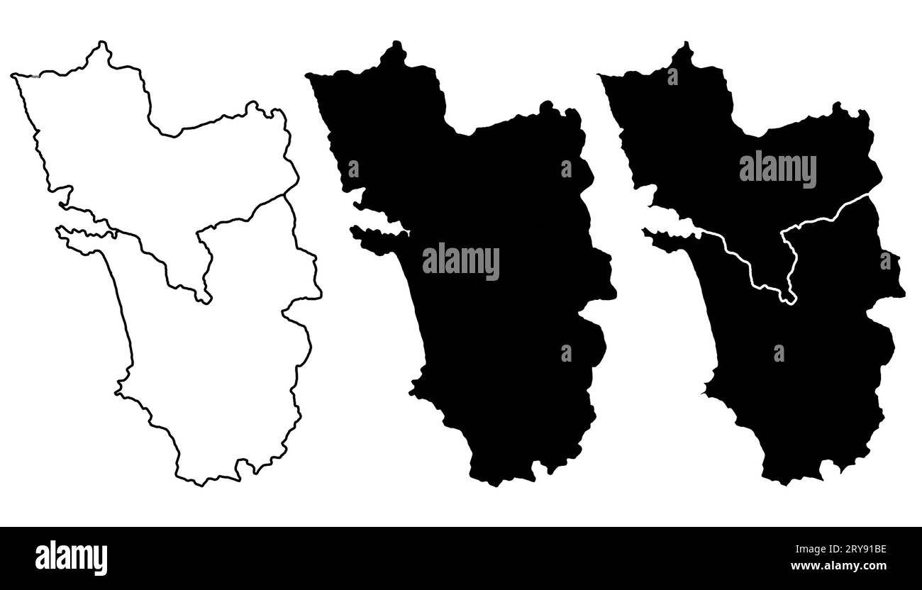 Set di mappe dettagliate Goa vuoto - illustrazione Foto Stock