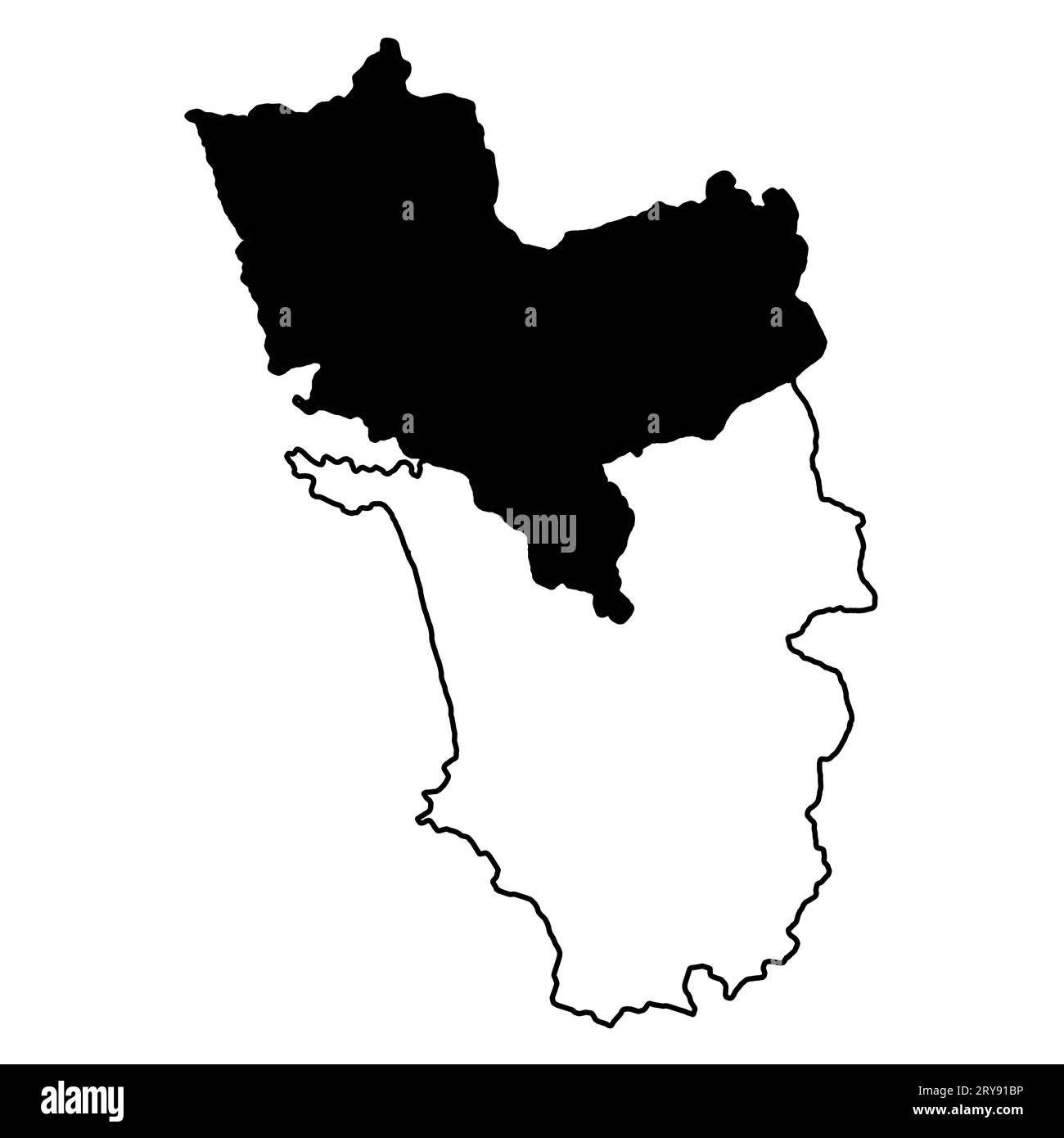 North Goa, India Map Black silhouette e Outline Isolated On Foto Stock