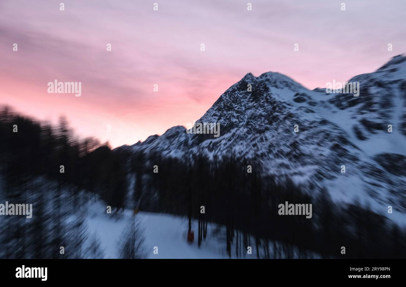 Tramonto a Cervinia Foto Stock