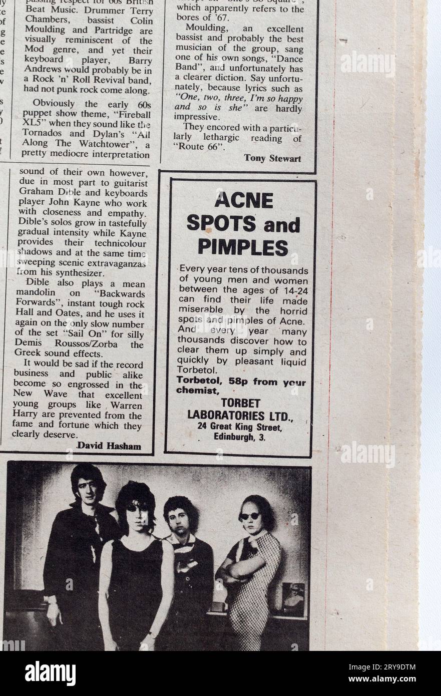 Pubblicità per spot e Pimples Remedy nel numero degli anni '1970 del NME New Musical Express Music Paper Foto Stock