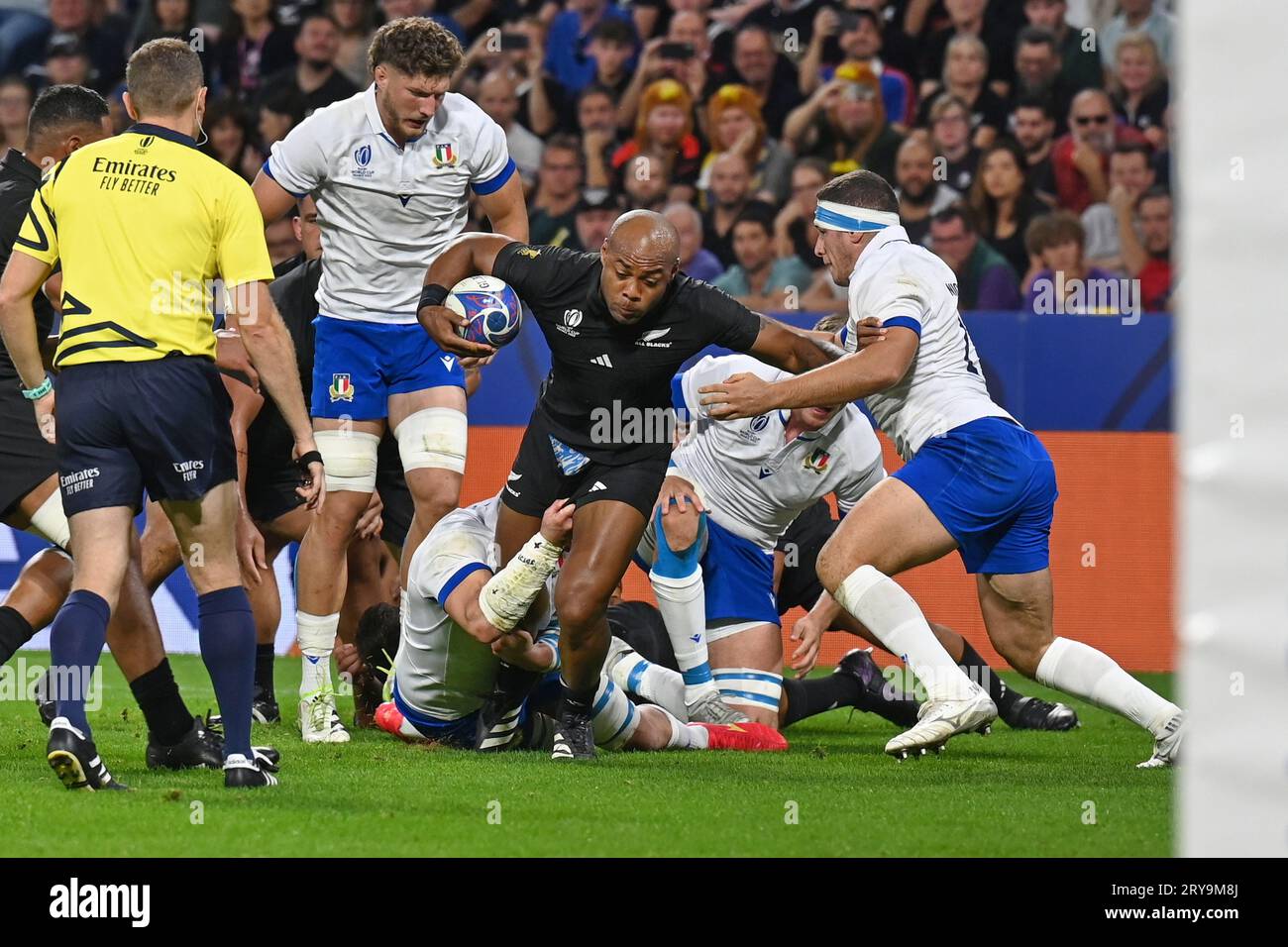Lione, Francia. 29 settembre 2023. Mark telea (nuovo zealano) durante la partita Italia vs nuova Zelanda, Coppa del mondo di rugby a Lione, Francia, settembre 29 2023 credito: Agenzia fotografica indipendente/Alamy Live News Foto Stock
