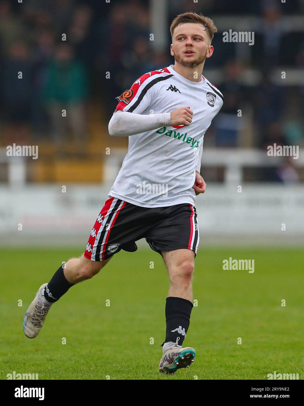 Connor Stanley gioca per l'Hereford FC. Foto Stock