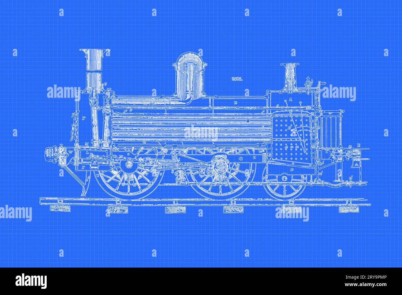 Motore locomotiva, illustrazione Foto Stock