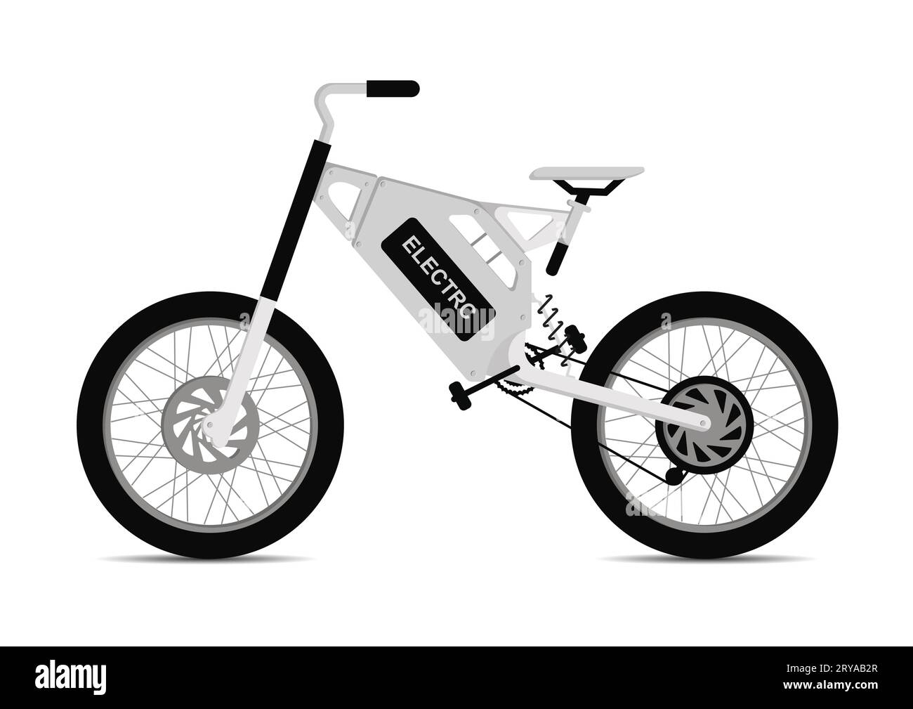 Design piatto vettoriale moderno per biciclette elettriche isolato su sfondo bianco Illustrazione Vettoriale