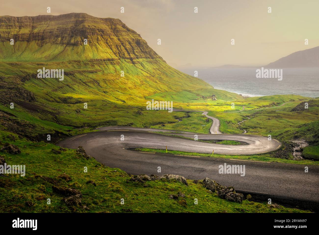 Nordradalur sull'isola Koltur nelle Isole Faroe Foto Stock