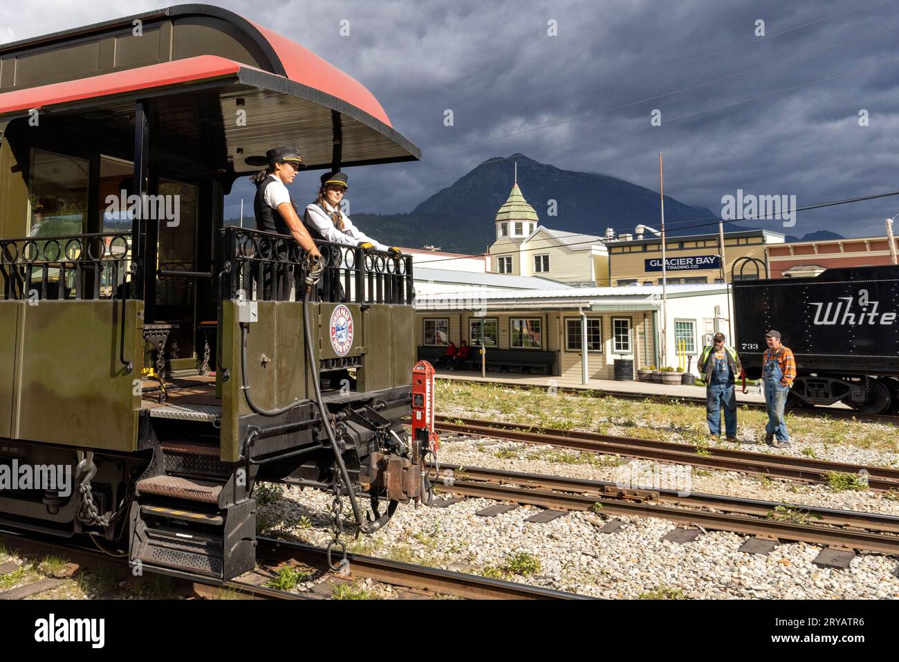 White Pass e Yukon Route Railway Train - Skagway, Alaska, USA Foto Stock