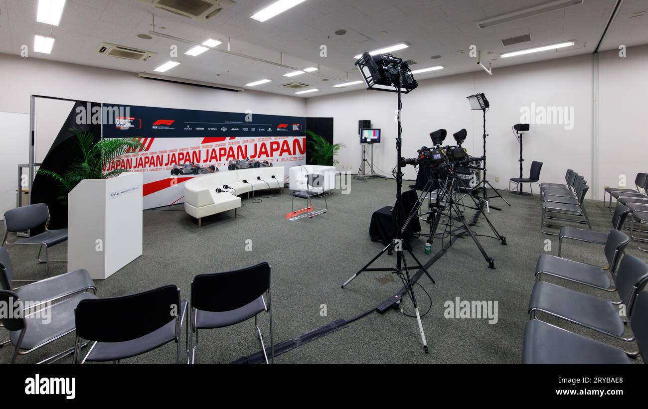 Suzuka Grand Prix Circuit, 30 settembre 2023: La sala delle interviste ai media durante il Japan Formula 1 Grand Prix 2023. Foto Stock