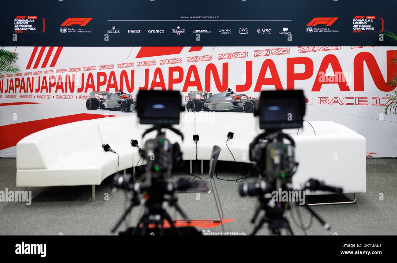 Suzuka Grand Prix Circuit, 30 settembre 2023: La sala delle interviste ai media durante il Japan Formula 1 Grand Prix 2023. Foto Stock