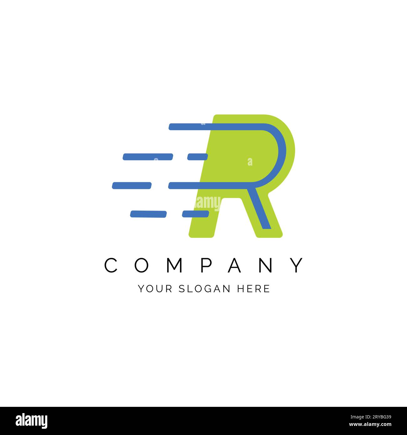 Design dell'illustrazione del modello di logo R Letter. Alfabeto vettoriale R stile logo velocità Illustrazione Vettoriale