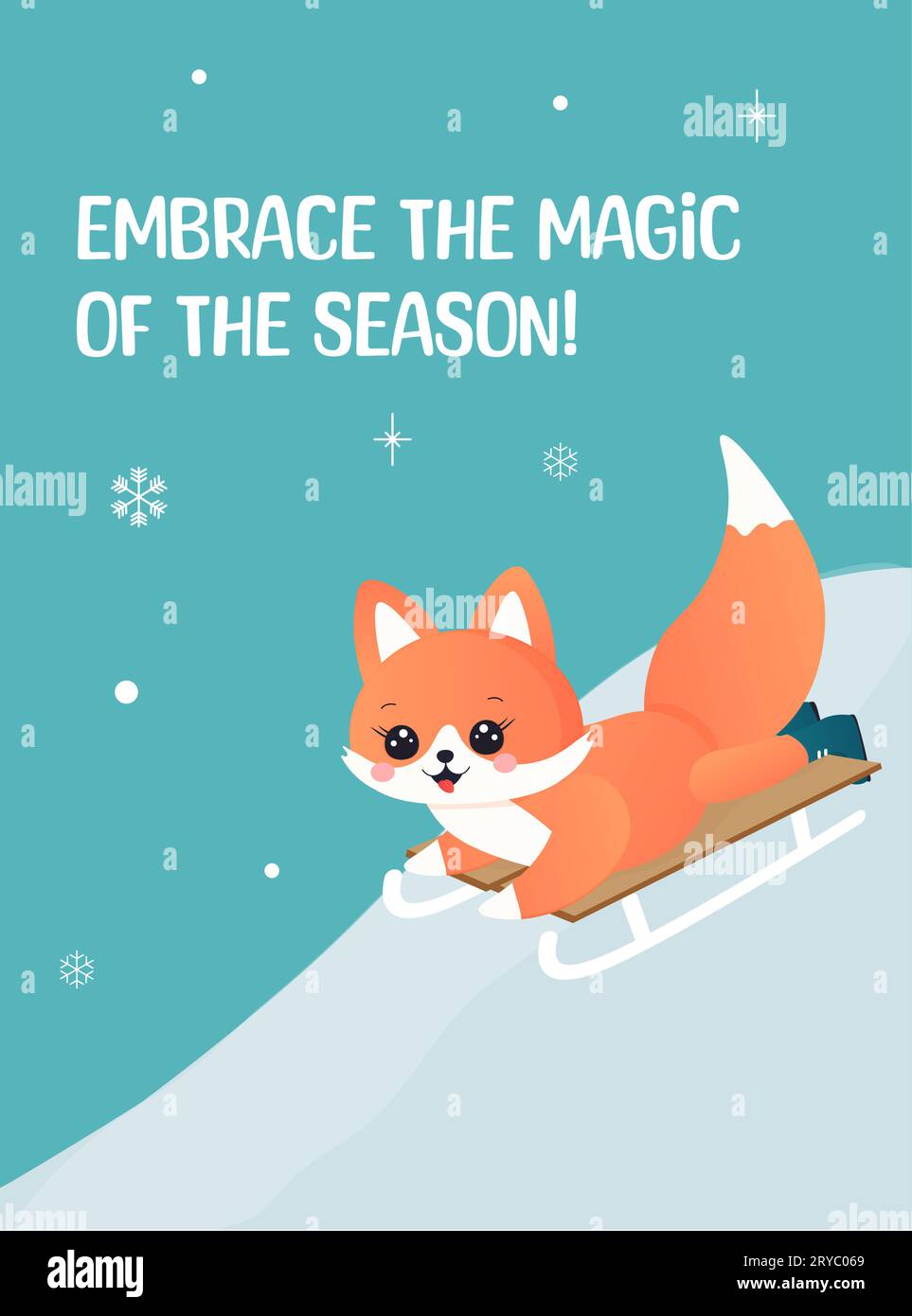 biglietto invernale, saluto, capodanno e natale. con una volpe carina. Illustrazione Vettoriale
