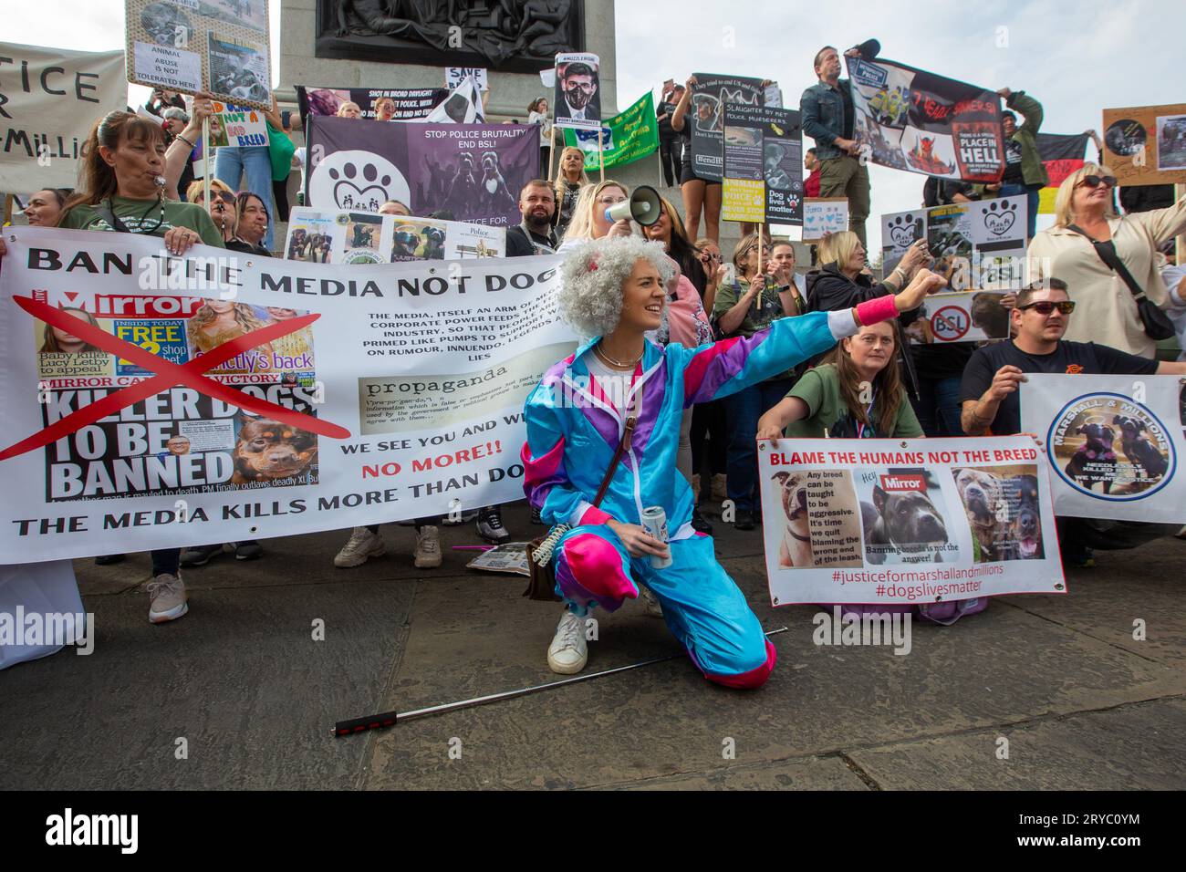 Londra, Inghilterra, Regno Unito. 30 settembre 2023. I proprietari dei bulli XL organizzano proteste contro lo sterminio dei loro cani da parte della polizia. (Immagine di credito: © Tayfun salci/ZUMA Press Wire) SOLO USO EDITORIALE! Non per USO commerciale! Foto Stock