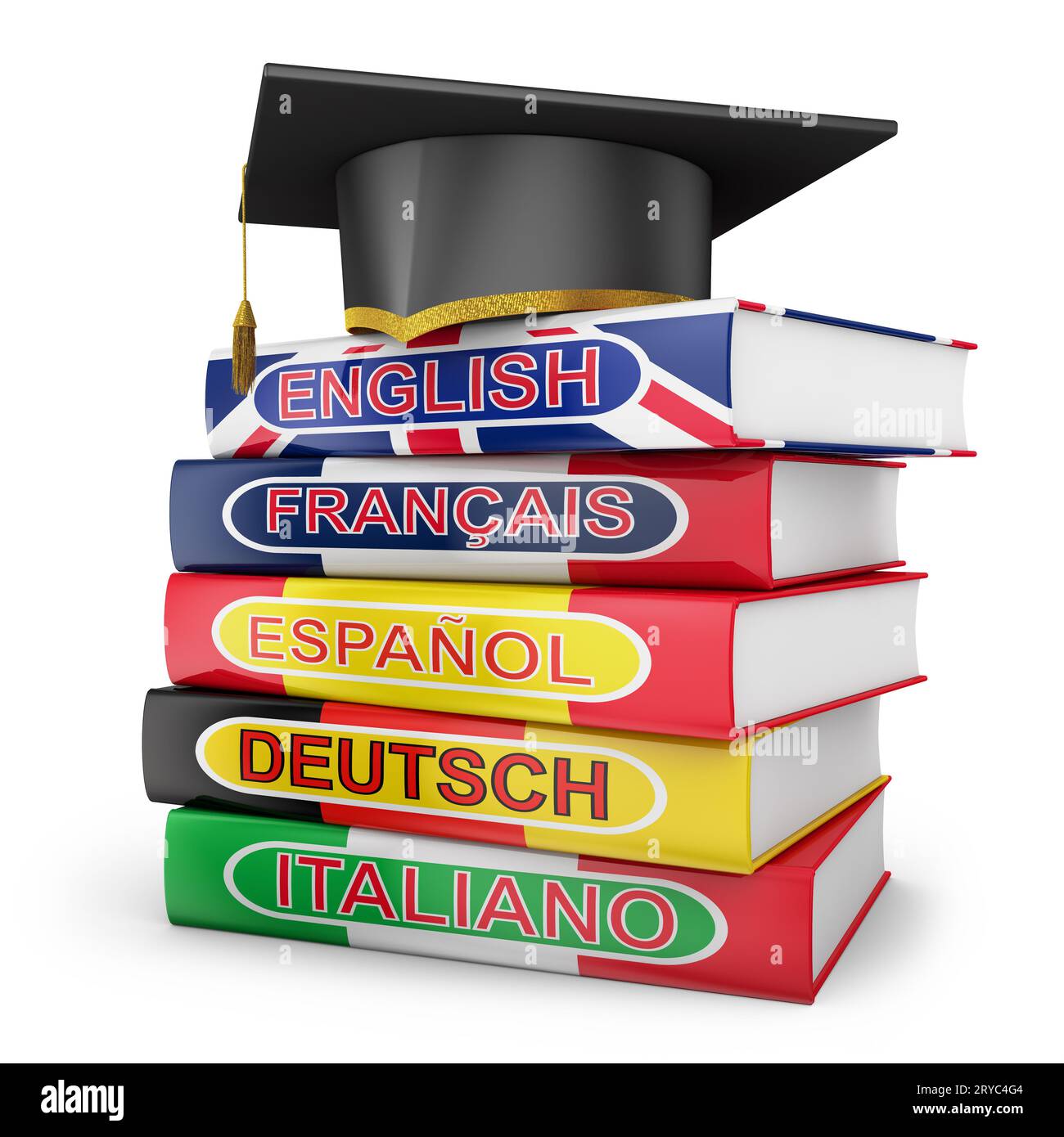 Libri di testo in lingua Foto Stock