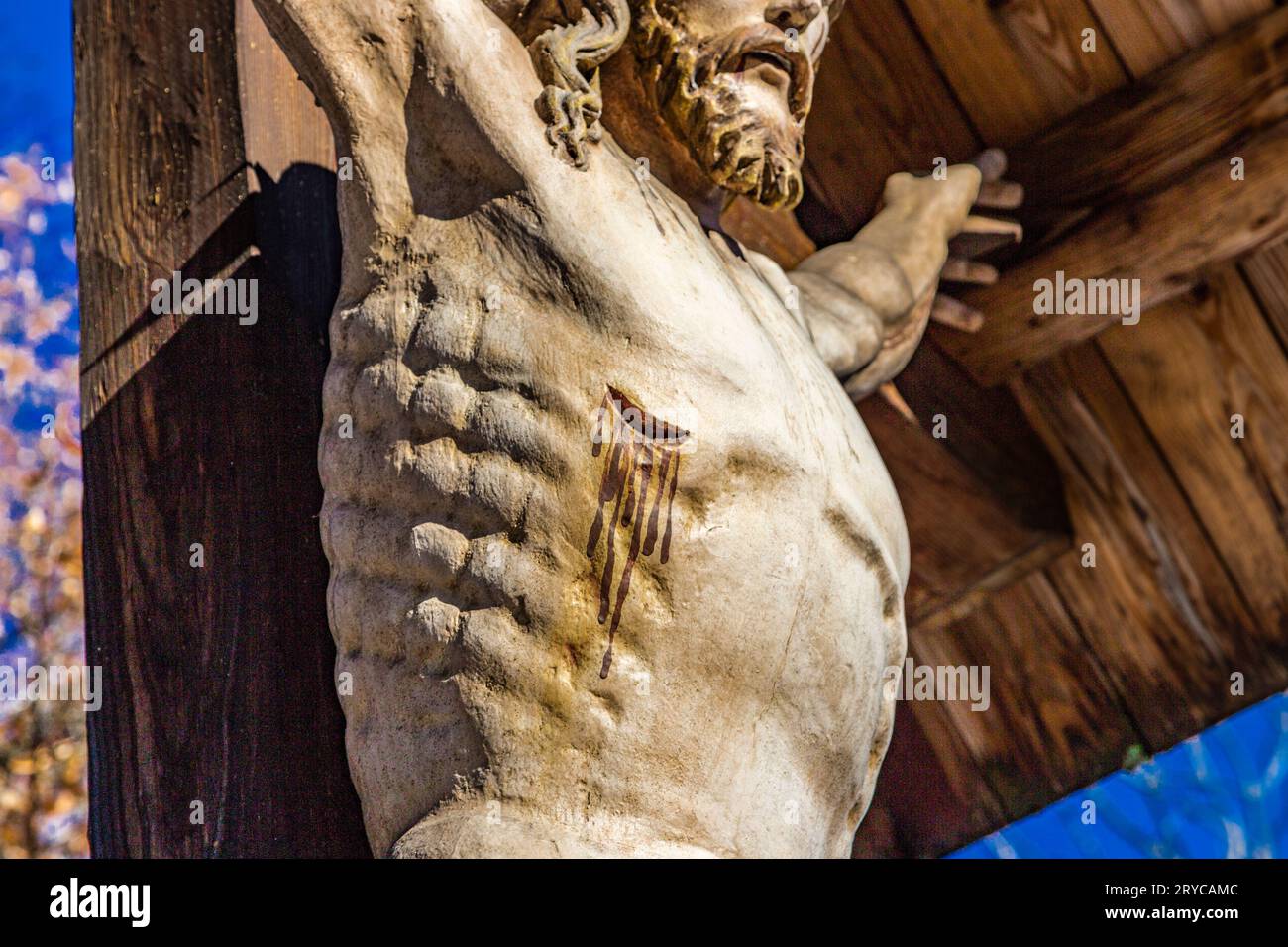 Ferita al fianco di Gesù Cristo Crocifisso Foto Stock