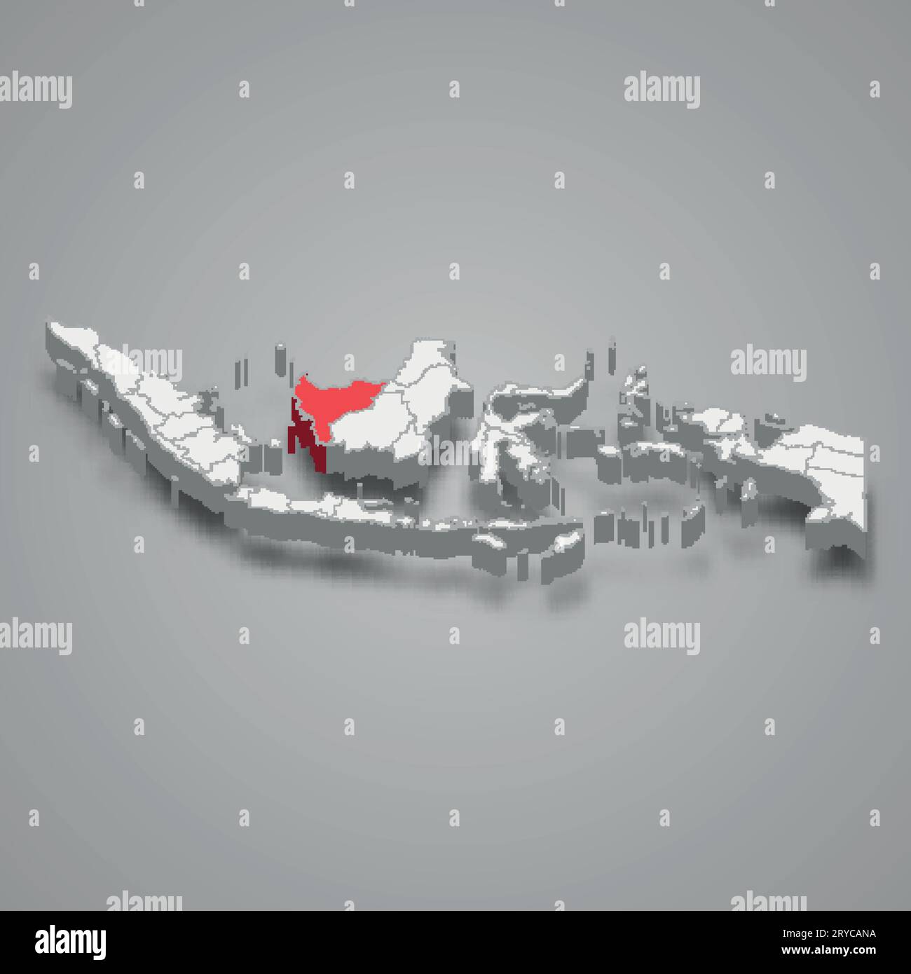 Provincia del Kalimantan occidentale posizione Indonesia mappa isometrica 3d. Illustrazione Vettoriale